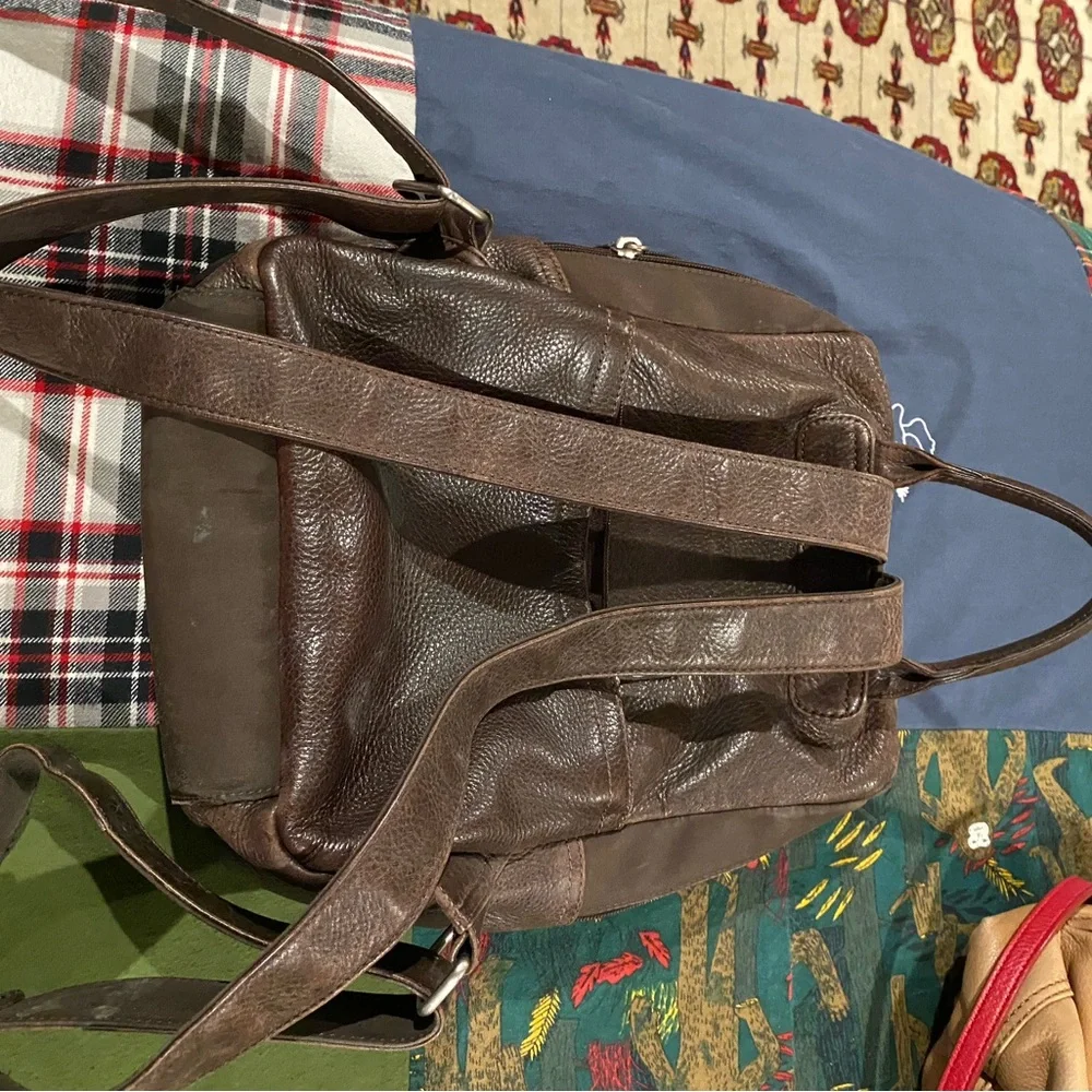 Set 2 Vintage Fossil Black Leather Crossbody Backpack